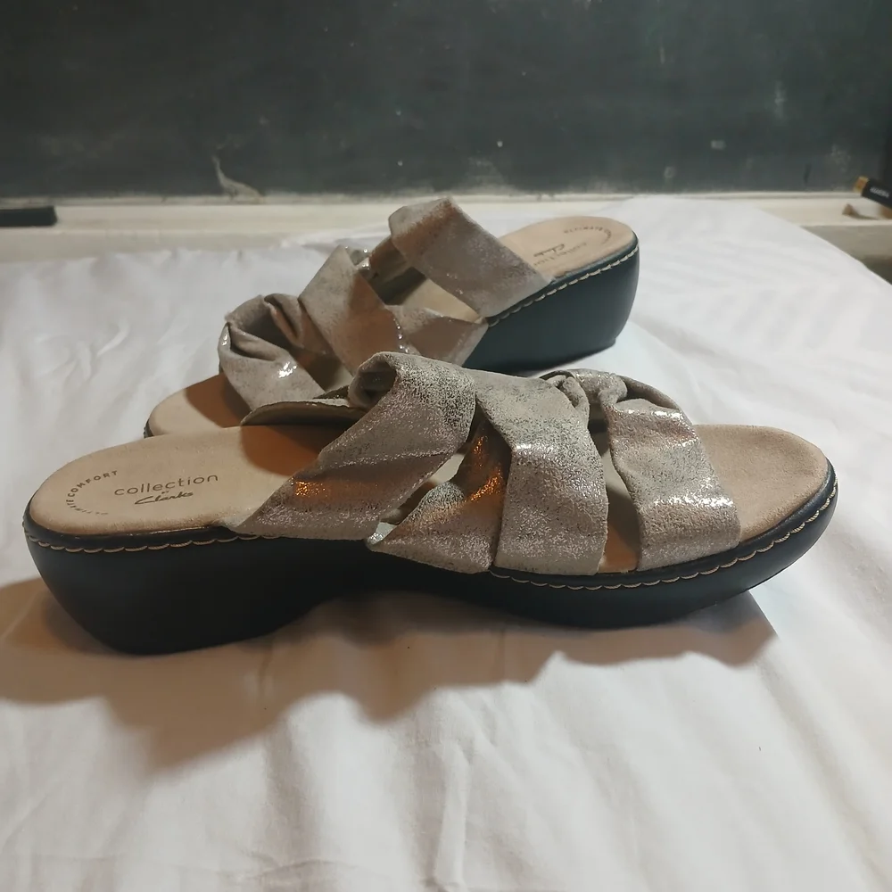 Clarks Collection Metallic Slide Sandals - Women's
